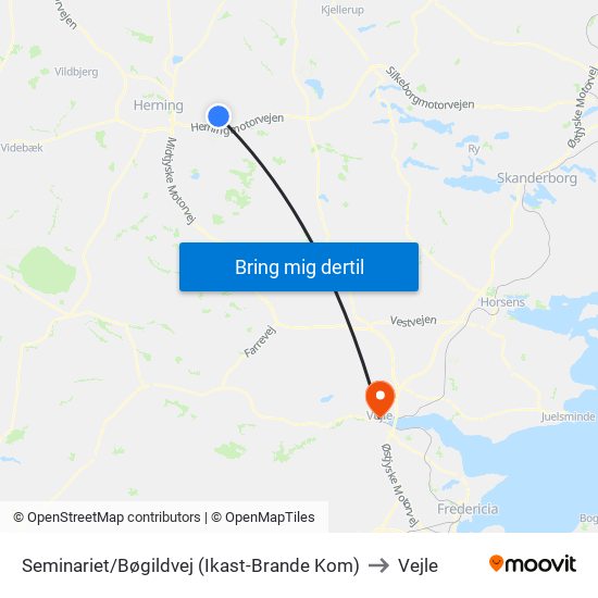 Seminariet/Bøgildvej (Ikast-Brande Kom) to Vejle map