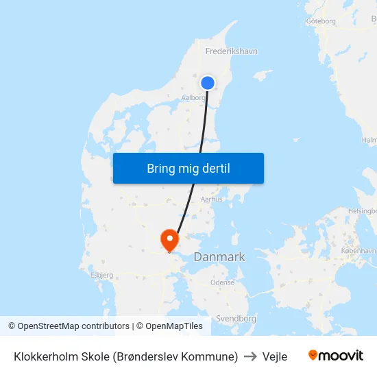 Klokkerholm Skole (Brønderslev Kommune) to Vejle map
