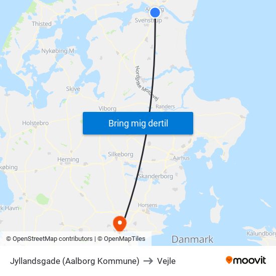 Jyllandsgade (Aalborg Kommune) to Vejle map