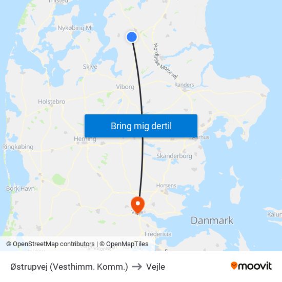 Østrupvej (Vesthimm. Komm.) to Vejle map