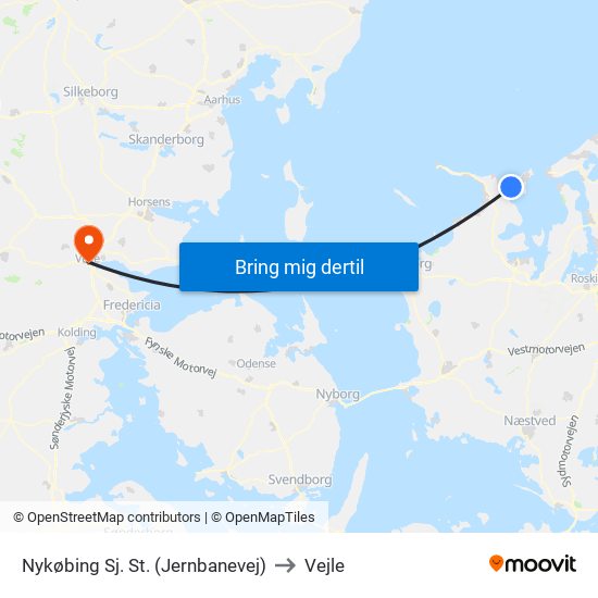 Nykøbing Sj. St. (Jernbanevej) to Vejle map