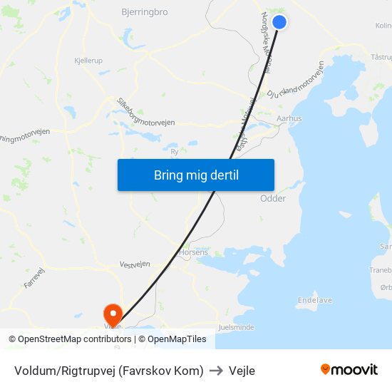 Voldum/Rigtrupvej (Favrskov Kom) to Vejle map