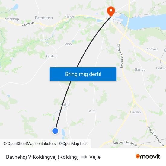 Bavnehøj V Koldingvej (Kolding) to Vejle map