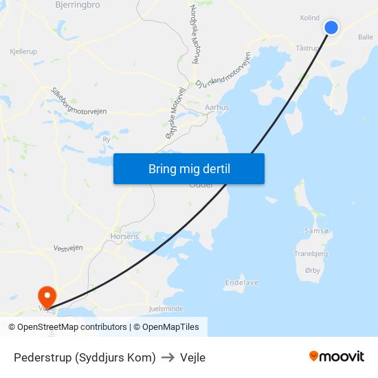 Pederstrup (Syddjurs Kom) to Vejle map