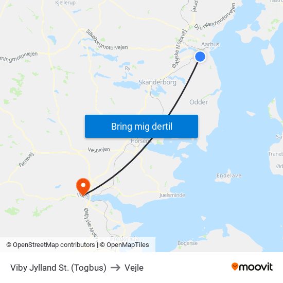 Viby Jylland St. (Togbus) to Vejle map