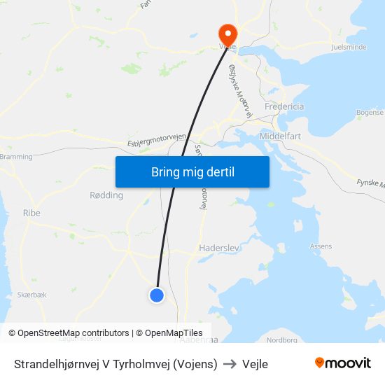 Strandelhjørnvej V Tyrholmvej (Vojens) to Vejle map