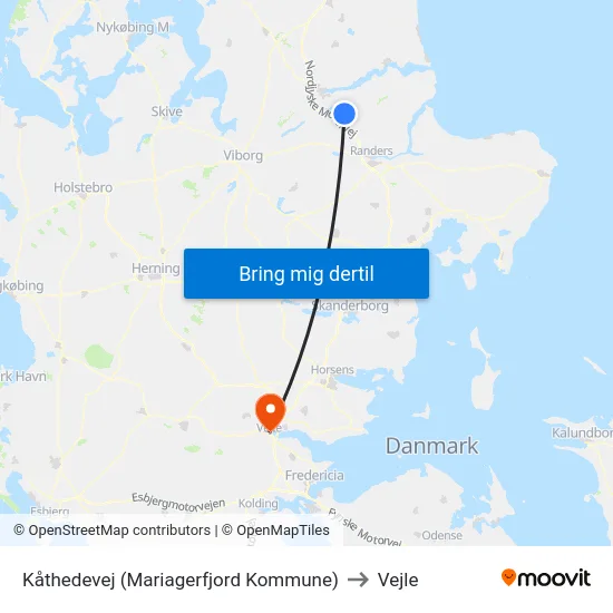 Kåthedevej (Mariagerfjord Kommune) to Vejle map