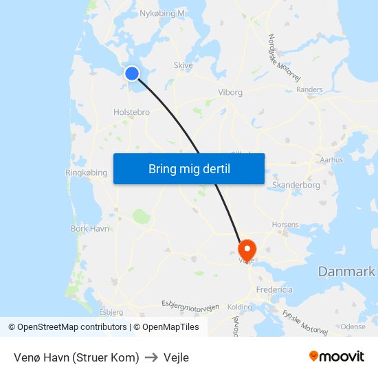 Venø Havn (Struer Kom) to Vejle map
