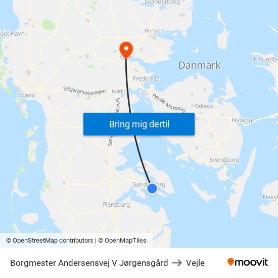 Borgmester Andersensvej V Jørgensgård to Vejle map
