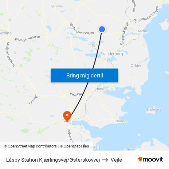 Låsby Station Kjærlingsvej/Østerskovvej to Vejle map
