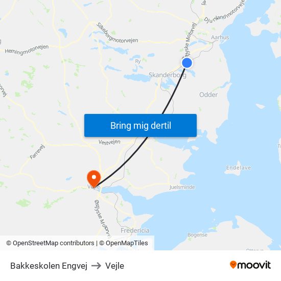 Bakkeskolen Engvej to Vejle map