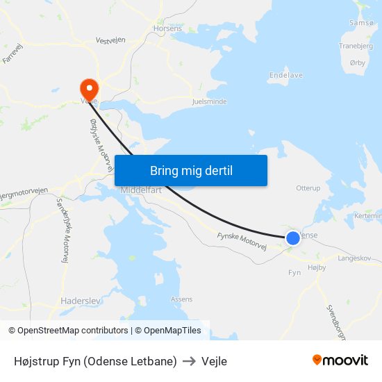 Højstrup Fyn (Odense Letbane) to Vejle map