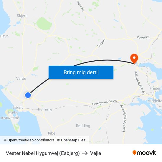 Vester Nebel Hygumvej (Esbjerg) to Vejle map