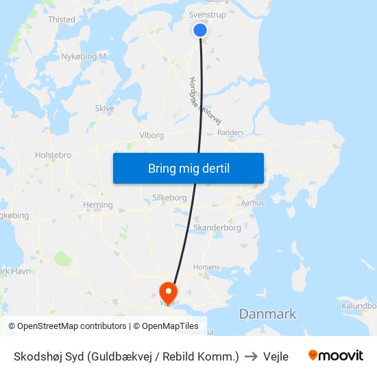Skodshøj Syd (Guldbækvej / Rebild Komm.) to Vejle map