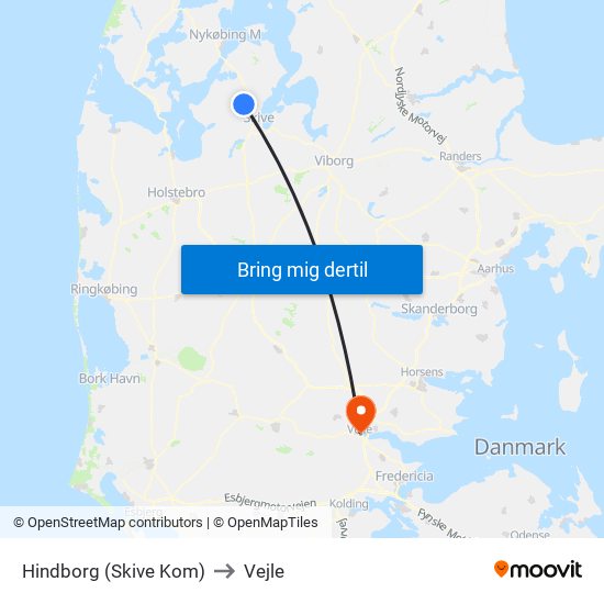 Hindborg (Skive Kom) to Vejle map