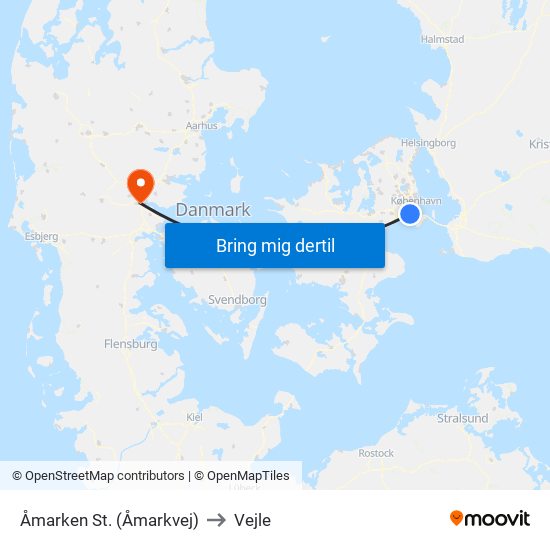 Åmarken St. (Åmarkvej) to Vejle map