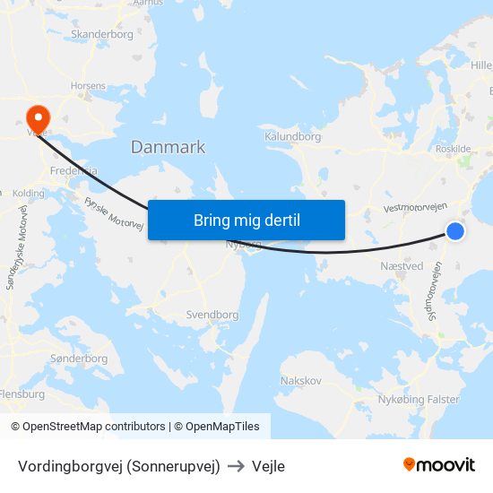 Vordingborgvej (Sonnerupvej) to Vejle map