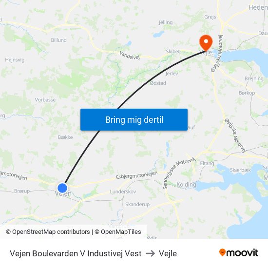 Vejen Boulevarden V Industivej Vest to Vejle map