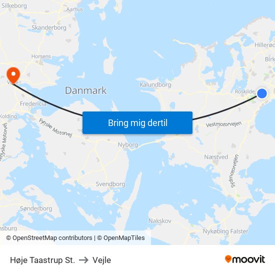 Høje Taastrup St. to Vejle map