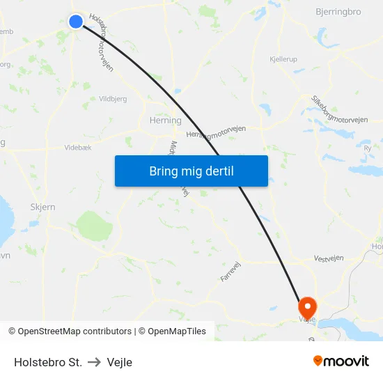 Holstebro St. to Vejle map
