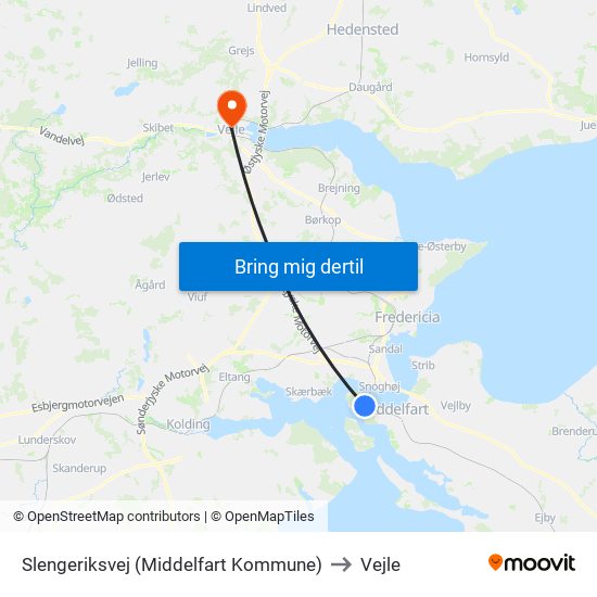 Slengeriksvej (Middelfart Kommune) to Vejle map