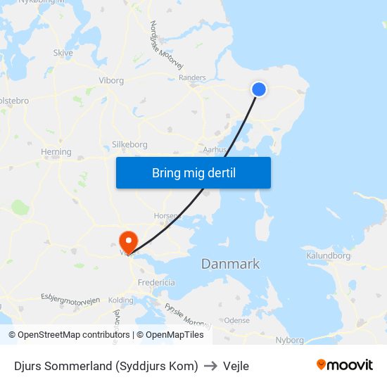 Djurs Sommerland (Syddjurs Kom) to Vejle map