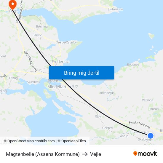 Magtenbølle (Assens Kommune) to Vejle map