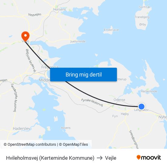 Hvileholmsvej (Kerteminde Kommune) to Vejle map