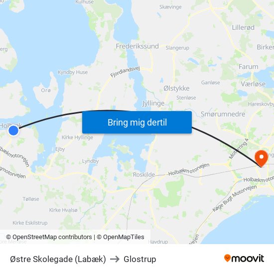 Østre Skolegade (Labæk) to Glostrup map