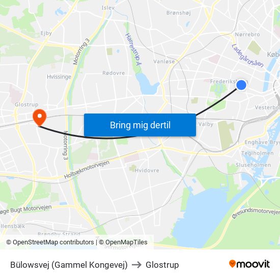 Bülowsvej (Gammel Kongevej) to Glostrup map