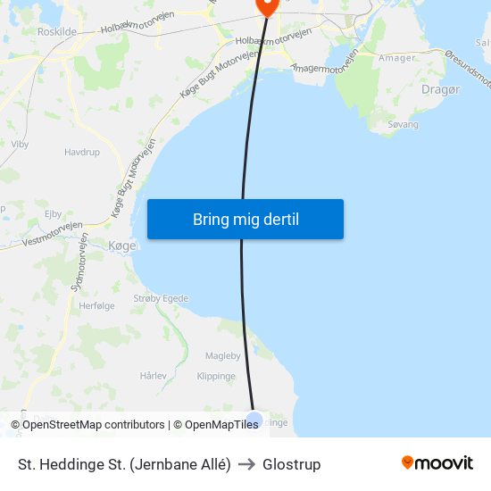 St. Heddinge St. (Jernbane Allé) to Glostrup map