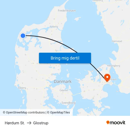 Hørdum St. to Glostrup map