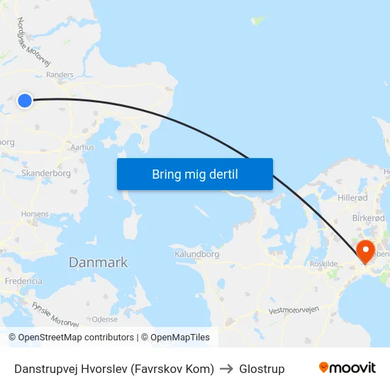 Danstrupvej Hvorslev (Favrskov Kom) to Glostrup map