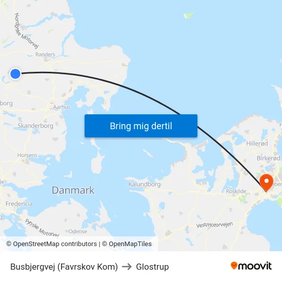 Busbjergvej (Favrskov Kom) to Glostrup map