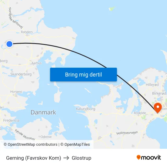 Gerning (Favrskov Kom) to Glostrup map