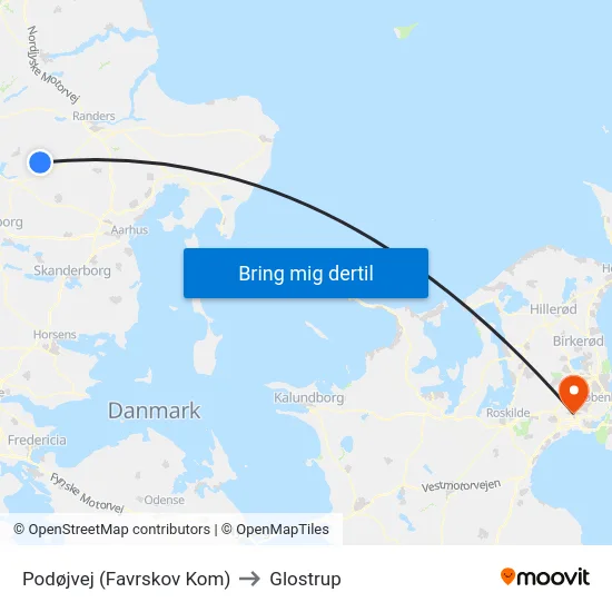 Podøjvej (Favrskov Kom) to Glostrup map