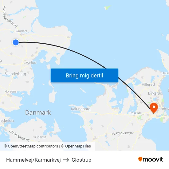 Hammelvej/Karmarkvej to Glostrup map