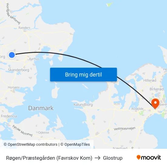 Røgen/Præstegården (Favrskov Kom) to Glostrup map