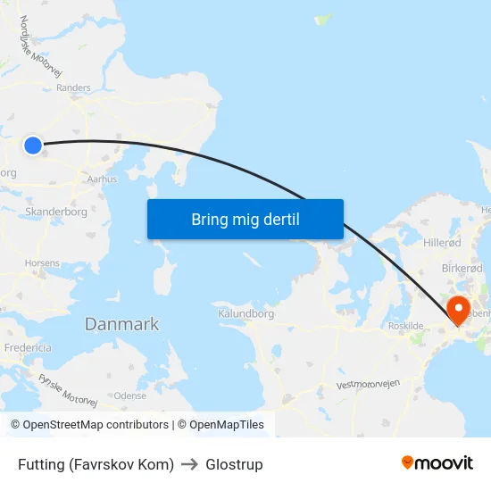 Futting (Favrskov Kom) to Glostrup map