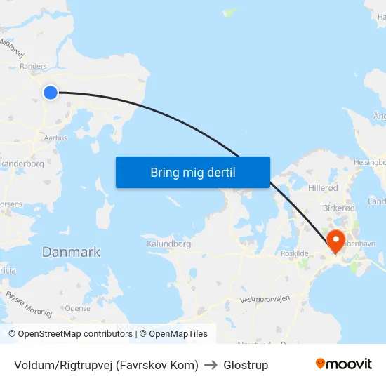 Voldum/Rigtrupvej (Favrskov Kom) to Glostrup map