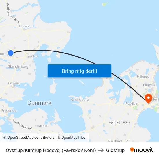 Ovstrup/Klintrup Hedevej (Favrskov Kom) to Glostrup map