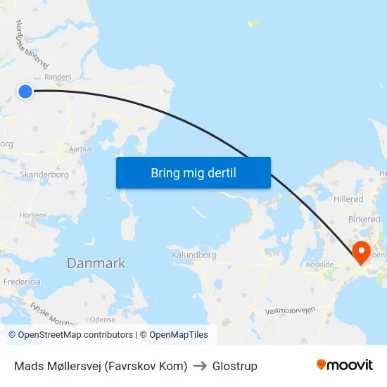 Mads Møllersvej (Favrskov Kom) to Glostrup map