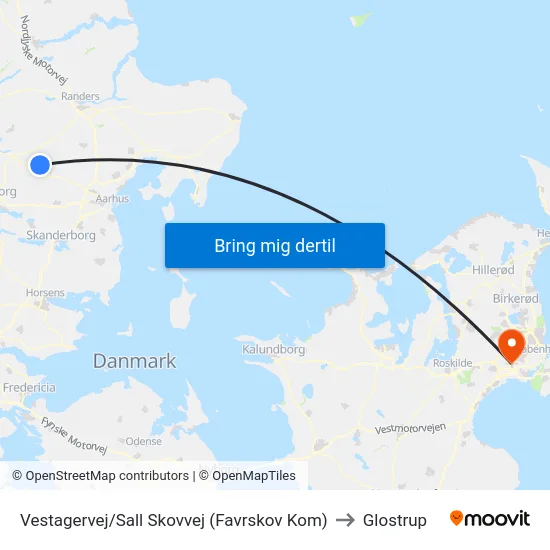 Vestagervej/Sall Skovvej (Favrskov Kom) to Glostrup map