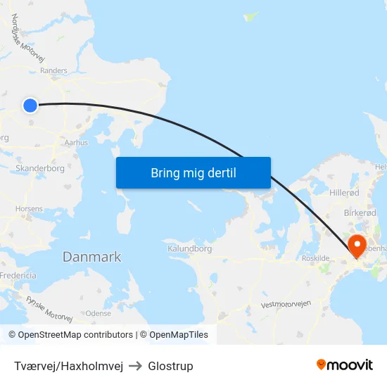 Tværvej/Haxholmvej to Glostrup map