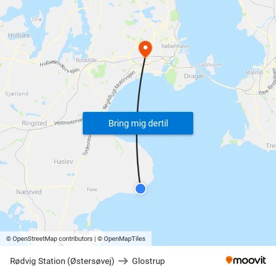 Rødvig Station (Østersøvej) to Glostrup map