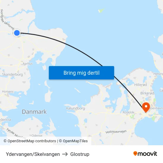 Ydervangen/Skelvangen to Glostrup map