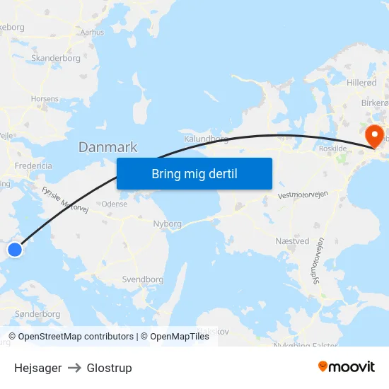 Hejsager to Glostrup map