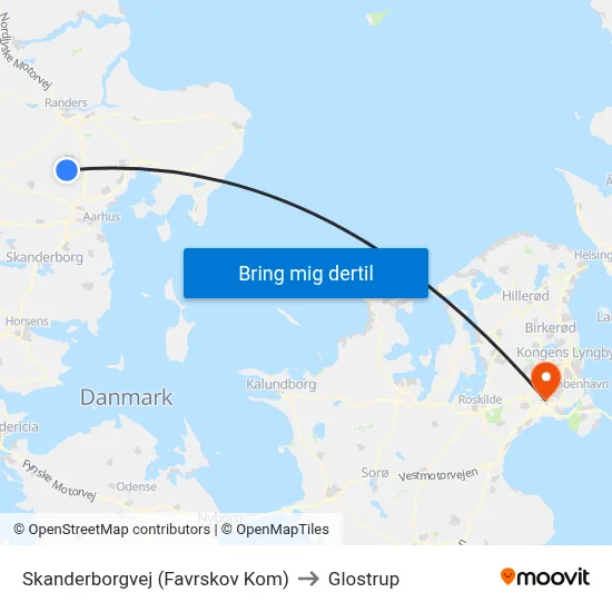 Skanderborgvej (Favrskov Kom) to Glostrup map