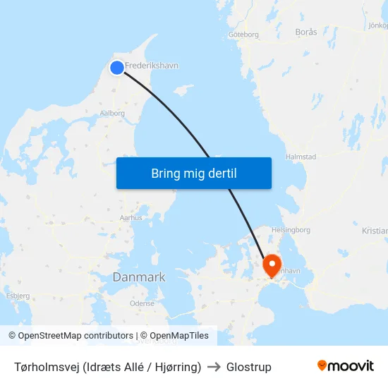 Tørholmsvej (Idræts Allé / Hjørring) to Glostrup map