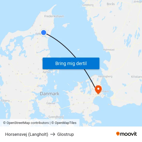 Horsensvej (Langholt) to Glostrup map